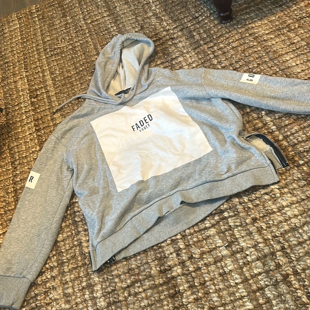 NANA “Faded Goner” Graphic Printed Grey Hoodie Size Small